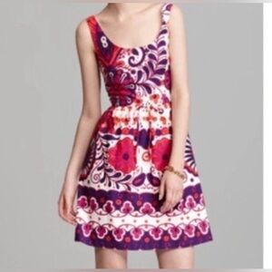 Trina Turkeys Sky Floral Scoop Neck Fit Flare Dress in size 8